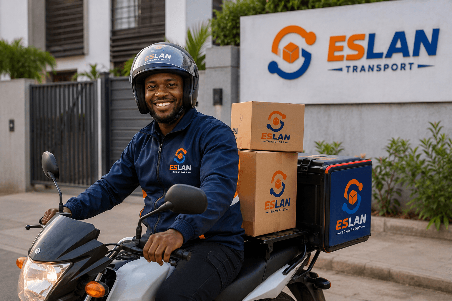 Livreur Eslan Transport en scooter